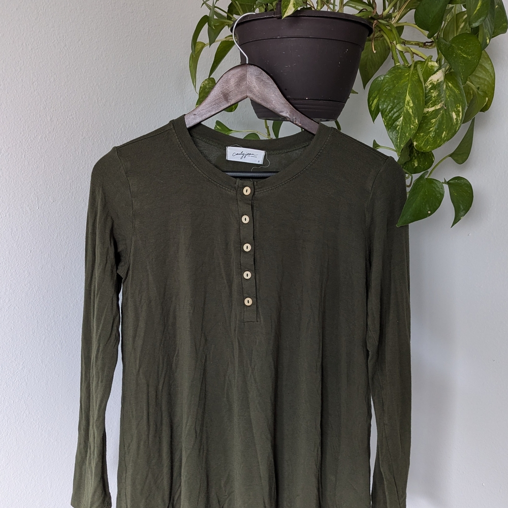 Olive Green Long Sleeve Carly Jean Los Angeles Shirt